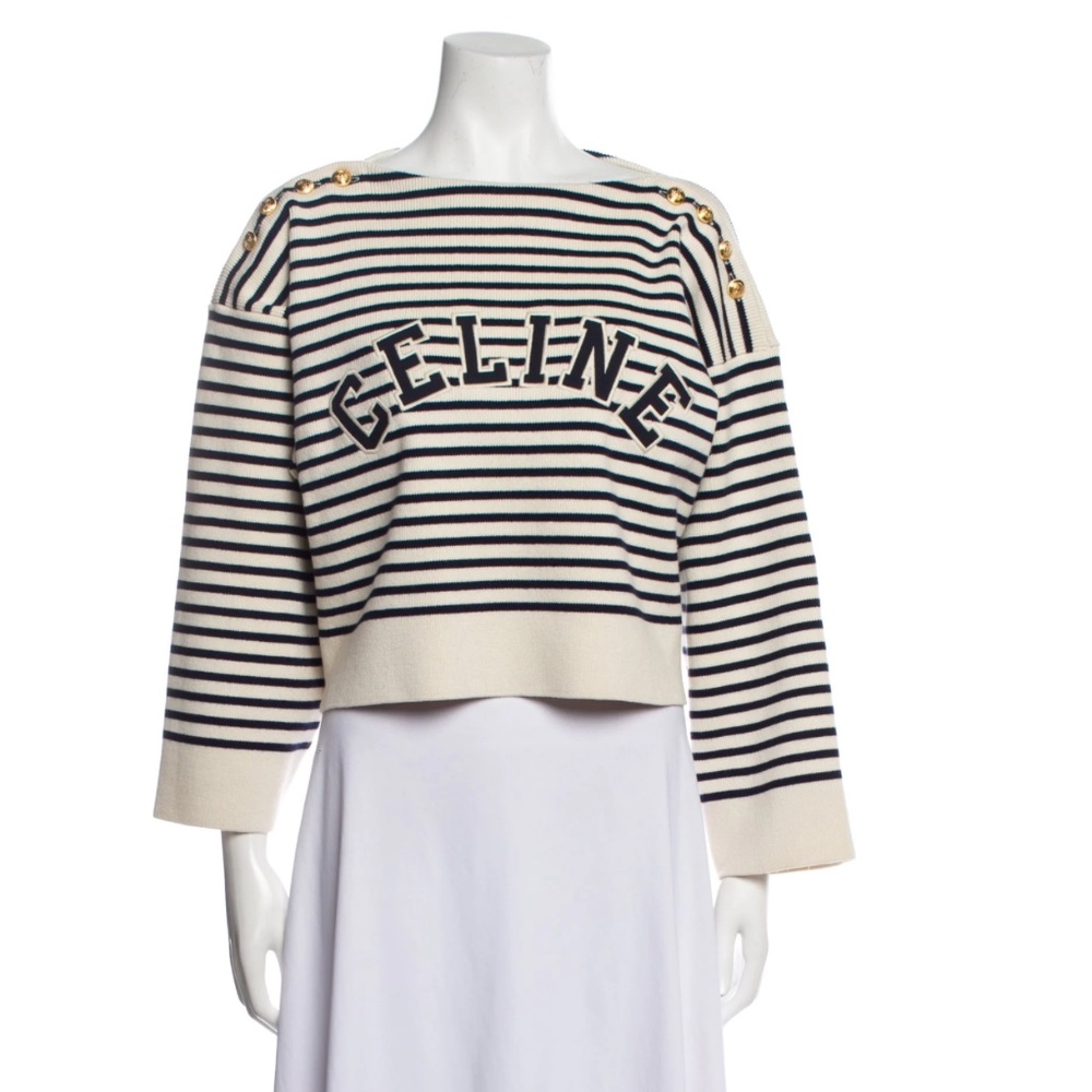 Celine Striped Bateau Neckline Sweater
